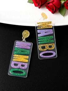 1 Pair Fashionable Carnival, Party Letter Acrylic Pendant Earrings For Women - Multicolored - View 6