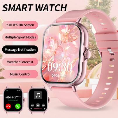 2,01 pulgadas Reloj inteligente transparente: Reproducción de música Bluetooth suave, carátulas de reloj personalizables para combinar con atuendos, múltiples modos deportivos para un seguimiento preciso - Un compañero de muñeca elegante para deportes y uso casual