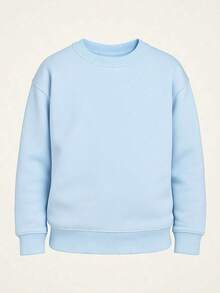 Children's Plain Fleece Jacket/Sweatshirt, Winter Style, Warm, Flannel, Cotton, Sizes 2 To 14 Years - 淺藍色 - 查看 1