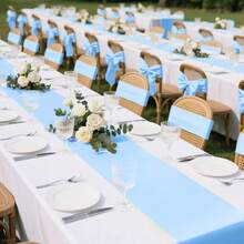 1pc Satin Table Runner, 10pcs Bowknot Chair Back Decorations, Smooth Fabric Decor Suitable For Wedding, Party, Birthday, Restaurant - Multicolor - View 13