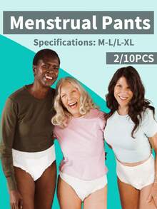 5/15/30片装，月经裤，卫生巾，夜用裤型卫生巾，防侧漏，透气，高吸收性，柔软透气，经期安全裤，整夜安睡，防漏月经内裤，吸收内裤 - 白色 - 查看 1