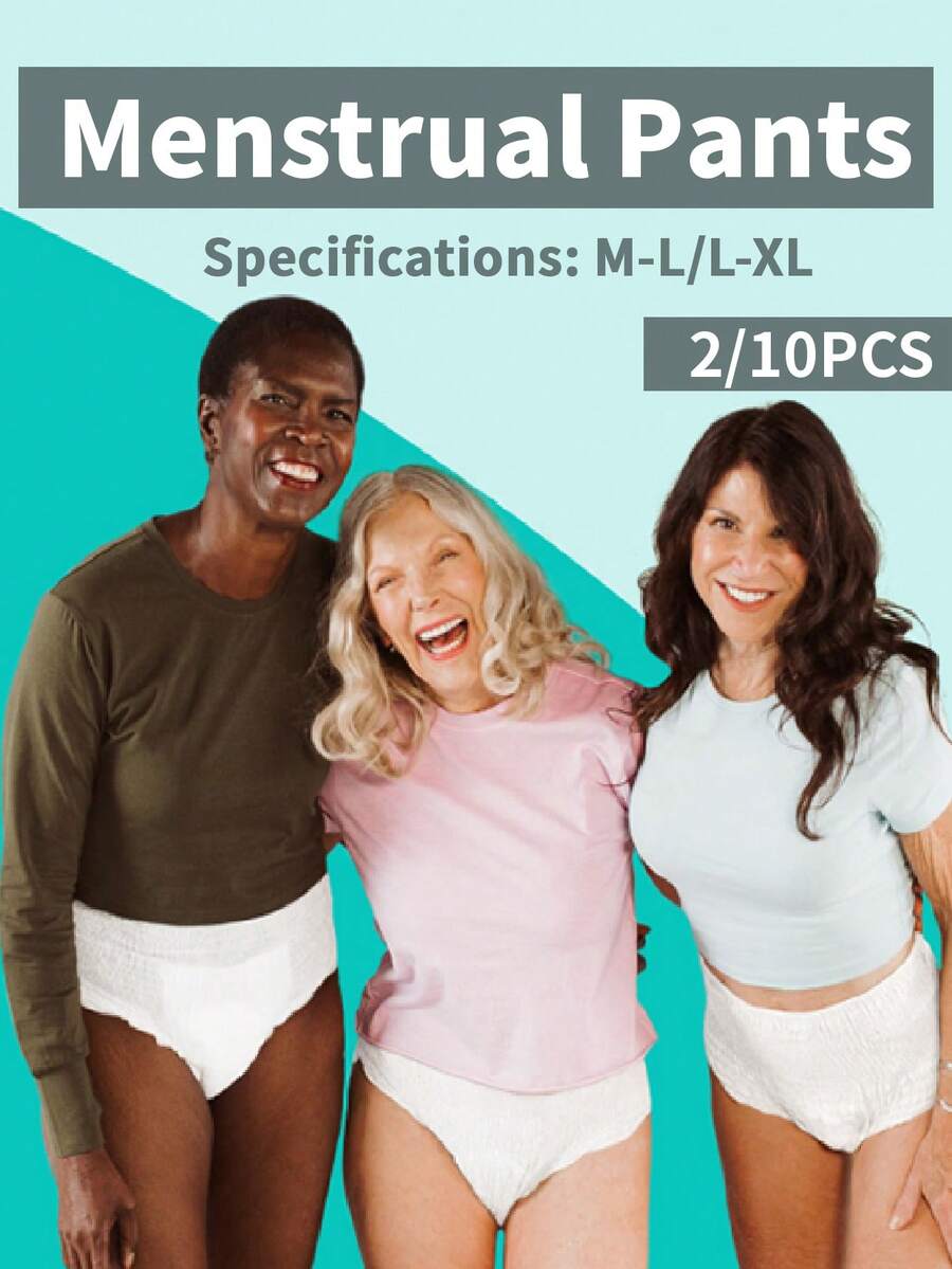 5/15/30片装，月经裤，卫生巾，夜用裤型卫生巾，防侧漏，透气，高吸收性，柔软透气，经期安全裤，整夜安睡，防漏月经内裤，吸收内裤 - 白色 - 查看 1