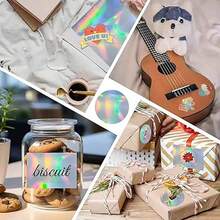 10/20/50/100张 A4尺寸全息彩虹可打印乙烯基贴纸，8.3x11.7英寸防水彩虹贴纸，适用于喷墨和激光打印机标签、学校用品、返校用品 - 彩虹 - 查看 7