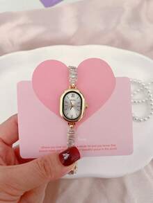 女士手链手表，粉色水晶石英表，适合日常佩戴、开学季、情人节礼物 - 均碼 - 查看 6