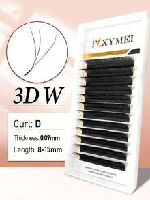 FOXYMEI 1800片新款W型睫毛 C/D卷度 W型睫毛嫁接 3D/4D/5D 手工制作 自然假睫毛 8-15mm 预卷扇形睫毛 0.07mm厚度 柔软 自动绽放 沙龙级睫毛 - 黑色 - 查看 17