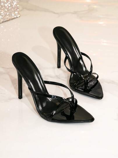 女士性感交叉绑带露趾细高跟凉鞋