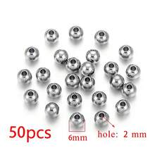 50 Pcs Handmade DIY Jewelry Components [3-8mm] Stainless Steel Small Round Beads Round-Hole Punch Beads Precision Bracelet & Necklace Components DIY Beaded Jewelry Accessories - Silver - View 10