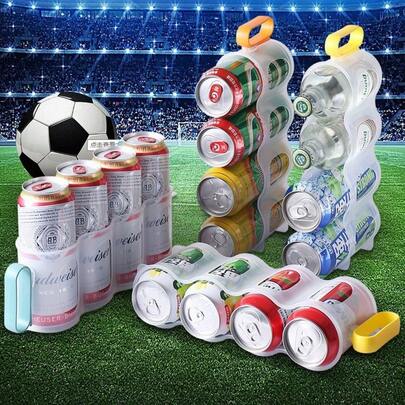 4-Bottle Beverage Refrigerator Storage Rack, Holds Beer, Soda, Multipurpose Drink Organizer Box, Suitable For Enjoying With Friends And Family During Sports Games