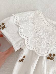 Đầm công chúa tay ngắn xếp bèo mùa hè cho bé gái, đầm thường ngày dễ thương cho trẻ em. - trắng - Xem 5