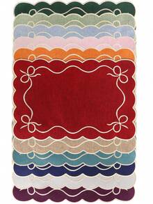 Bộ 1/2/4 tấm lót bàn bằng vải thêu, thích hợp trang trí bàn tiệc cưới, khăn trải bàn vải kiểu Châu Âu tối giản thanh lịch, lót bàn có nơ. - Nhiều màu - Xem 2