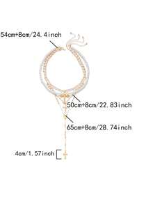 Znice 四件套时尚个性化十字架吊坠项链，嘻哈风格，小众拼接，珍珠长链，锁骨链，父亲节，母亲节 - 4件套款式6 - 查看 6