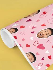 1pc Customized Gift Wrapping Paper, Personalized Packaging Paper With Patterns And Text, Christmas Wrapping Paper, Fun Christmas Customized Gift, Party Packaging Paper, Holiday Wrapping Paper, Christmas Gift, Santa Claus, Santa Hat, 42*60cm, For His/Her Gift - Heart Head - View 7