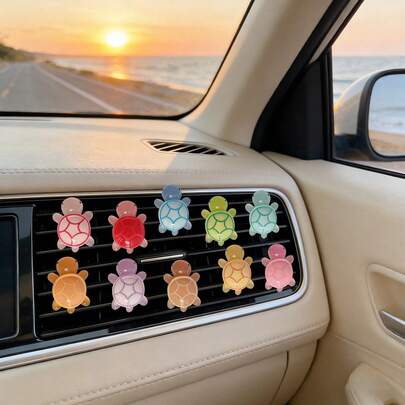 4pcs/2pcs Color Random Cute Glowing Turtle Without Fragrance Car Air Outlet Decoration, Interior Decoration, Fresh Air Outlet, No Fragrance Clip Car Accessories For Women