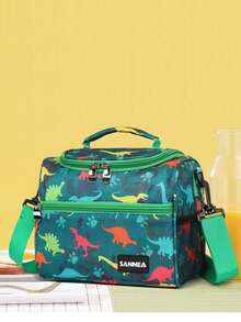 1pc Dinosaur Themed Insulated Lunch Bag, Unisex, Cute Insulated Lunch Box Set With Handle And Detachable Shoulder Strap, Reusable, Insulated Lunch Bag Set With Detachable Shoulder Strap - Multicolor - View 6