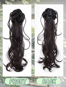 Synthetic Fiber Chinese Style Side-Claw Ponytail With Dragon Beard And Flower Bud Design, Natural And Fluffy Long Curly Hair For Women, Suitable For Tying With Ancient Style Cheongsam, Simulated Curly Ponytail Wig - Multicolor - View 8