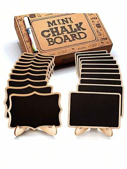 10-Piece Elegant Mini Chalkboard Easel Set: Fashionable, Multifunctional And Reusable - No Power Needed, Mini Chalkboard Display Panels For Decor, Home Decor Signs, Mini Message Board Wooden Blackboards, Suitable For Weddings, Baking Displays, Hotels, Parties, Desserts, Place Cards, Christmas, Ideal For Customized Event Decorations