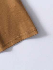 Plus Size Men Cartoon Funny Letter Print Round Neck Short Sleeve Casual T-Shirt - Rust Brown - View 5