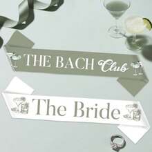 Martini Bride And Bridesmaid Sashes Green 7pcs 1 The Bride Sash 6 The Bach Club Sashes Cocktail Bachelorette Party Favor For Dirty Martini Bridal Shower Wedding Decor Brides Tribe Gift - 綠色馬丁尼 - 查看 2