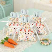4pcs/2pcs/1pc Easter Bunny Ear Drawstring Bags, Rabbit Party Favor Bags, Candy/Egg Packaging Bags, Birthday Party Gift Bags - Multicolor - View 4