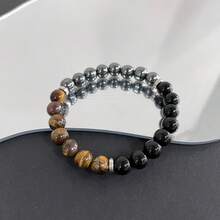 1pc Natural Stone Tiger Eye Bracelet - Coffee Brown - View 2