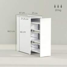 White Vanity Unit With Ceramic Basin – Freestanding Bathroom Unit With 2 Drawers And An Open Compartment, High-Quality Lacquered MDF Panel, Gold Handles, Without Tap Or Drain - White - View 2