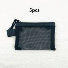 1pc/5pcs Transparent Mesh Zipper Pouch, Compact And Portable For Carrying ID Cards, Charging Cables, Cosmetics, Coins - Durable And Reusable Storage Bag - Multicolor - View 10
