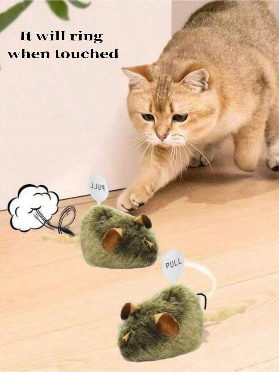 1 pieza Juguete de peluche realista con ratón inteligente que emite sonidos y vibra la cola, adecuado para gatos, sin batería - Multicolor - Ver 1