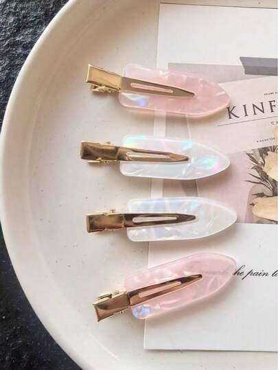 4 piezas Clips para el cabello de acetato con diseño de sirena, clips para flequillo lateral, clips para moño, clips de cabello invisibles, accesorios para el cabello para mujeres, pasadores