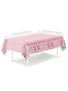 2pcs Pink Plastic Tablecloth, Disposable Tablecloth For Children's Birthday Party, Sparkling Diamond Pattern Tablecloth, Decorative Tablecloth For Girls' Birthday Party - Multicolor - View 5