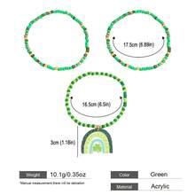 Conjunto de joyas hechas a mano para el Día de San Patricio, accesorios casuales para fiestas con arcoíris de acrílico y trébol de dibujos animados - Multicolor - Ver 11