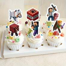 25个我的世界主题蛋糕装饰插牌，适用于家庭生日派对装饰，蛋糕DIY配件 - 彩色 - 查看 10