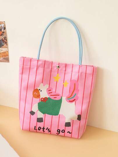 Cute Year Of The Horse Pony Lunch Bag, Portable Large-Capacity Handheld Bento Bag For Office Workers And Students, New Year Storage Bag, Tote Pouch, Meal Bag Lunch Bag Bento Bag Meal Bag Office Workers And StudentsPortable Large-Capacity Handheld Tote Pouch Storage Bag