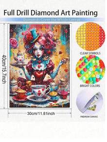 Cartoon Art 5D DIY Diamond Art Painting Kit - Round Mosaic Wall Art Craft Kit, Vibrant Red-Haired Character & Heart Design, - Multicolor - View 3
