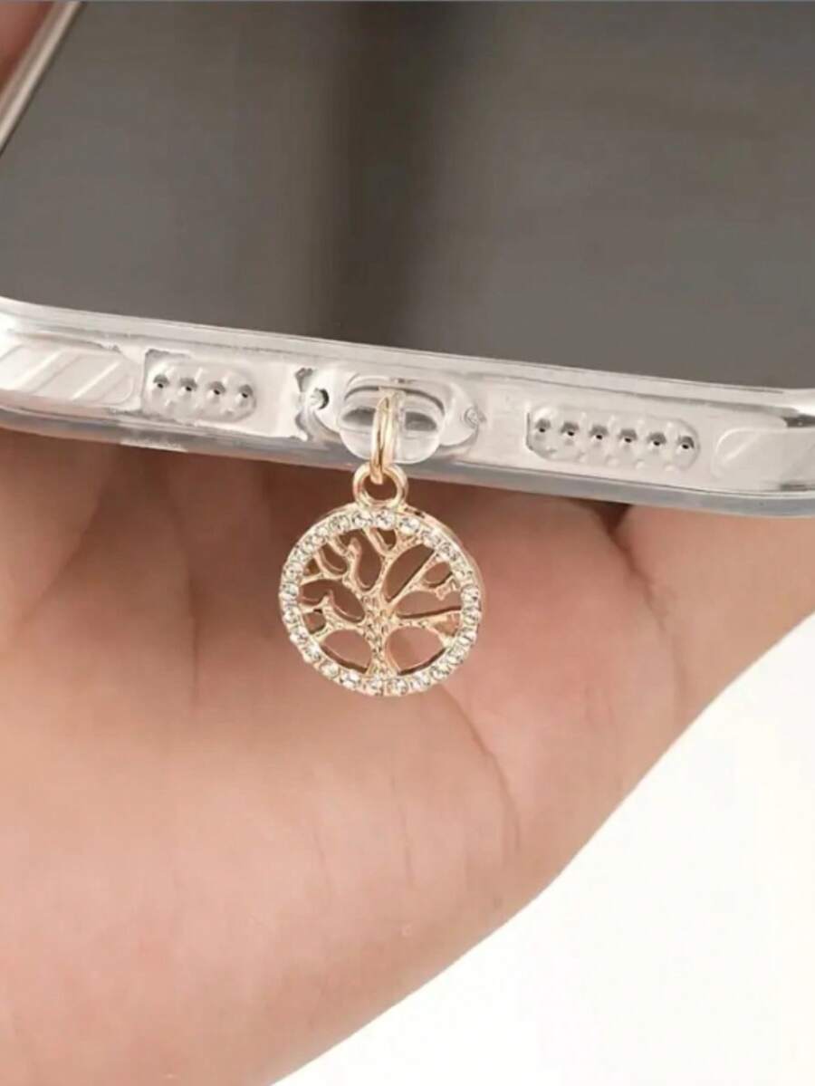 1个镶钻生命树造型Type-C防尘塞，适合作为生日、节日礼物，闪亮树叶防尘塞，送给朋友的礼物，情人节、斋月配饰礼物，送给母亲、家人、朋友、孩子，生日、节日手机配件手机挂饰 - iPhone - 查看 1