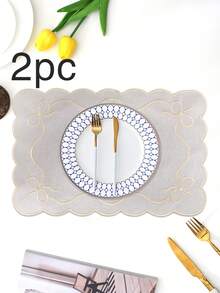 Bộ 1/2/4 tấm lót bàn bằng vải thêu, thích hợp trang trí bàn tiệc cưới, khăn trải bàn vải kiểu Châu Âu tối giản thanh lịch, lót bàn có nơ. - Nhiều màu - Xem 45