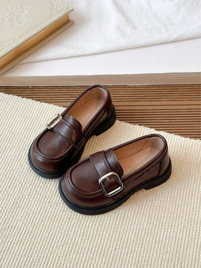 Mocasines cómodos de fácil puesta para niñas, zapatos planos de punta redonda, zapatos escolares casuales para niños