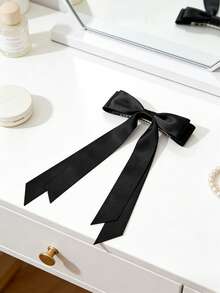 百搭纯色休闲优雅蝴蝶结发圈 - 黑色 - 查看 4