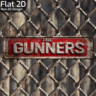 2D Flat, Vintage "Gunners" Football Club Metal Sign - Red And Black Wall Decor - Heavy Duty Metal Plaque - Easy To Hang Pre-Drilled Holes - For Garage, Man Cave, Sports Bar, Home - Perfect Gift For Football Fans - No Wiring Required - 15.8 X 4 Inches - Great For Halloween, Christmas, Thanksgiving, Easter, Decor, Garage Decor, Distressed Design, High Quality Finish, Fan Memorabilia, Football Supporter