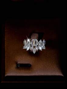 1 Set Versatile Cubic Zirconia Rhombus & Geometric Jewelry Set, Suitable For Women To Wear On Vacation And Travel - Silver - View 3