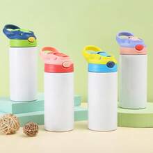 6 PACK  Sublimation Tumblers, 12oz Blank Sippy Cups, Stainless Steel Sublimation Water Bottle Blanks For DIY Heat Press Print Crafting Gift (6pack) - Bộ 6 cái - Xem 8