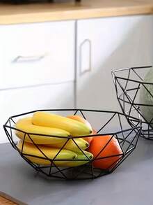 Iron Fruit Basket, Modern Kitchen Vegetable Basket, Draining Basket, Home Living Room Snack Fruit Plate, Fruit Bowl - Black - View 4