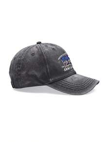 1pc 250th Anniversary Printed Baseball Cap, Men's Oxford Lining, Classic Curved Brim, Natural, Comfortable And Breathable, Adjustable Hook And Loop Closure At The Back, Suitable For Everyday Wear, Outings, Sports, Outdoor Activities, Travel, Etc, For Spring/Summer/Fall, Independence Day, Memorial Day, Veterans Day - 霧霾藍 - 查看 5