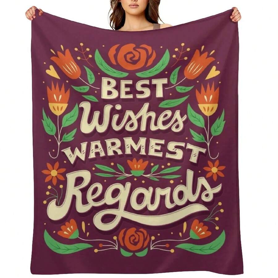 Best Wishes, Warmest Regards Throw Blanket Heavy Stuffeds Retros Heavy To Sleep Blankets - Black - View 1
