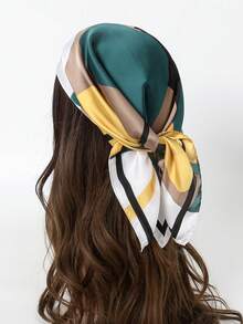 1pc Bandana Geometric Print Scarf, Shawl, Neckerchief, Headscarf For Women - Multicolor - View 4