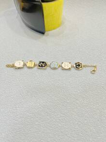 1pc Fashionable Personalized Enamel Letter Bracelet, Women Jewelry - Multicolor - View 3