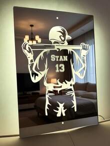 1 Piece Of Customizable LED Mirror Light, Baseball Jersey Design, Customizable Name And Number, Suitable For Bedroom Decoration, Perfect For Birthdays, Graduation Ceremonies, Parties, Christmas, Anniversary Gifts, USB Power Supply, With Remote Control - Multicolor - View 5