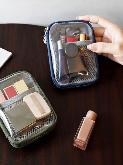 Bolsa de almacenamiento portátil minimalista | Bolsa de almacenamiento transparente de gran capacidad con forro, verde