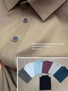 Men's Solid Color Polo Shirt In Cool Silk, Business Casual Style And Breathable. - Navy Blue - View 3