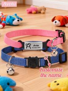 Ayotu Collar personalizable para gatos, se puede grabar el nombre, número de teléfono y 26 patrones de letras, ajustable, suave y cómodo, collar/accesorio para mascotas duradero - Multicolor - Ver 7