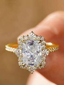 1 chiếc nhẫn kiểu dáng cổ điển cung điện, làm từ pha lê và hợp kim đồng, dành cho nữ, thích hợp cho các buổi gặp gỡ hàng ngày và làm quà tặng. - Bạc - Xem 9